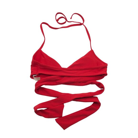 Aerie Red Wrap Scoop Bikini Top Removable Cups S - Picture 2 of 4